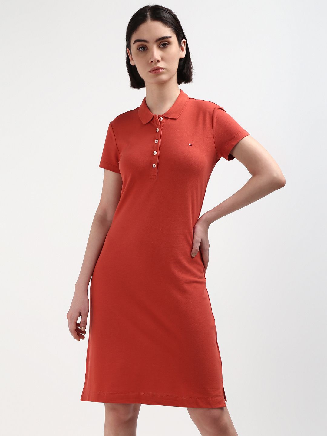 

Tommy Hilfiger Organic Cotton A-Line Dress, Red