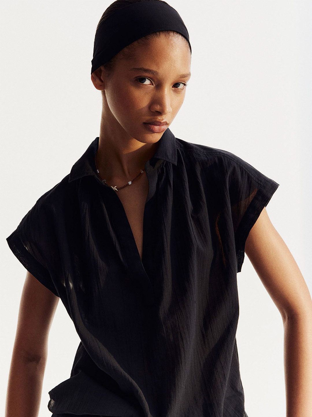 

H&M Cotton Blouse, Black