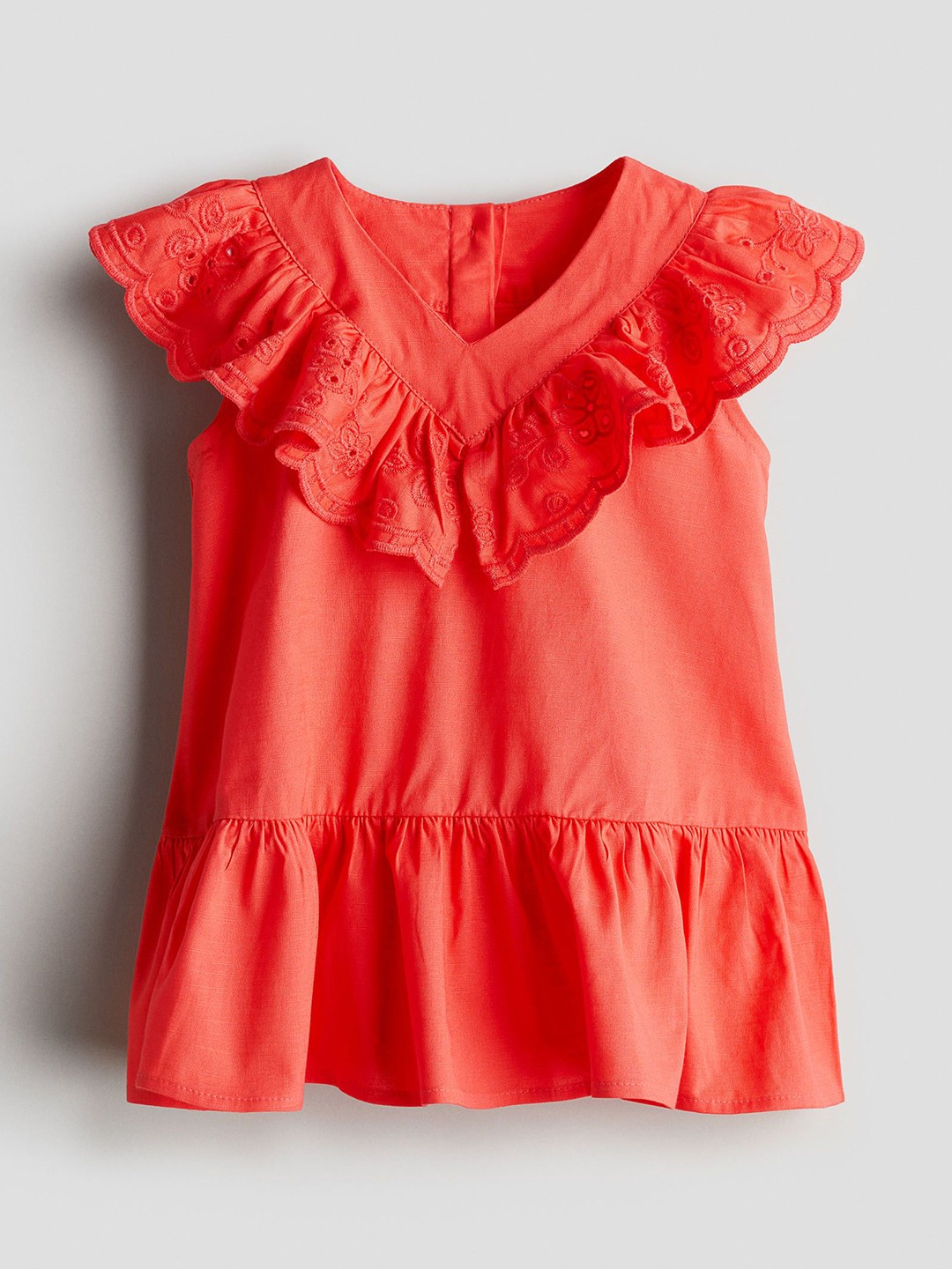 

H&M Frill-Trimmed Cotton Dresses, Red