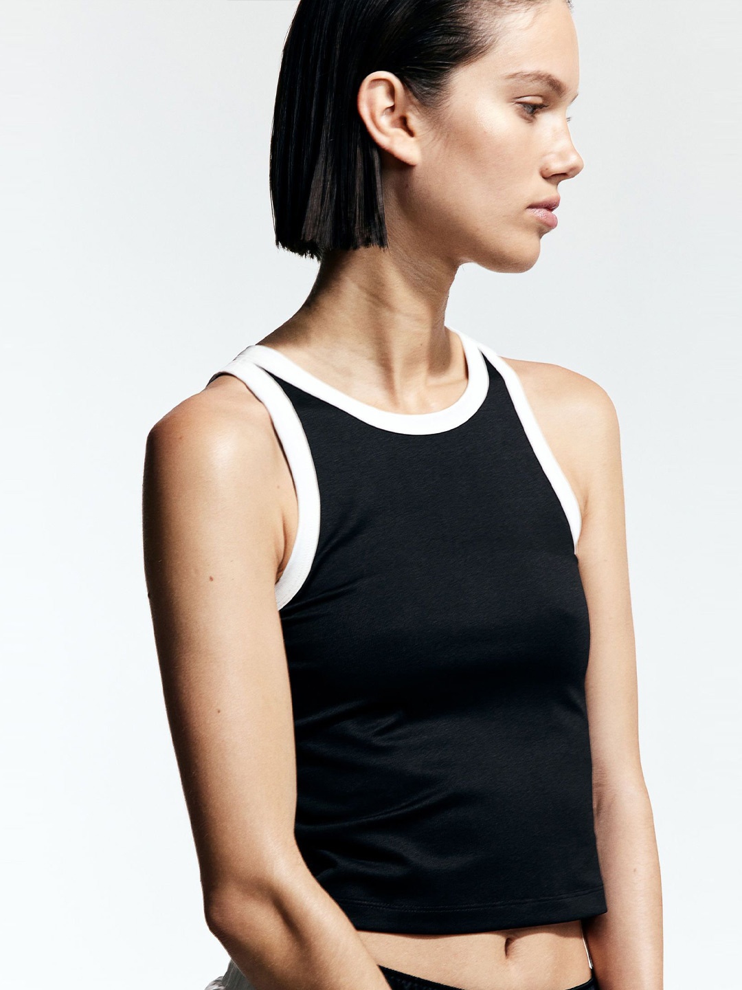 

H&M Ribbed Vest Top, Black