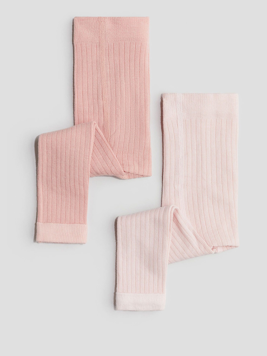 

H&M Pack of 2 Ribbed Footless Tights, Pink