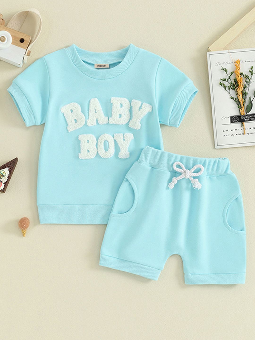 

INCLUD Boys Round Neck T-shirt with Shorts, Blue