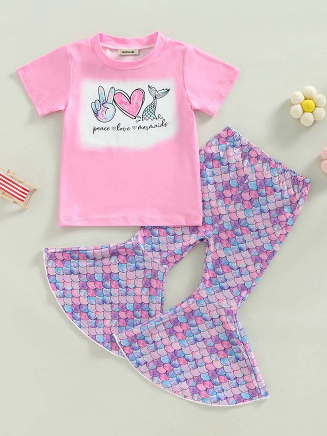 

INCLUD Girls Mermaid Printed T-shirt With Trouser, Purple