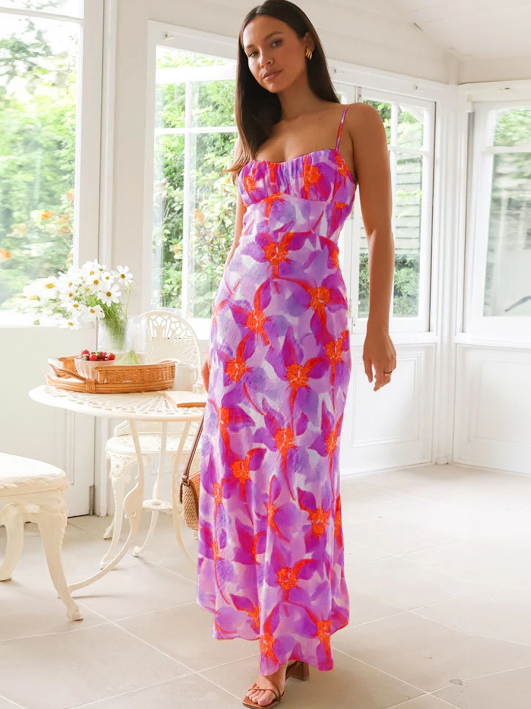 

LULU & SKY Floral Print Maxi Dress, Purple