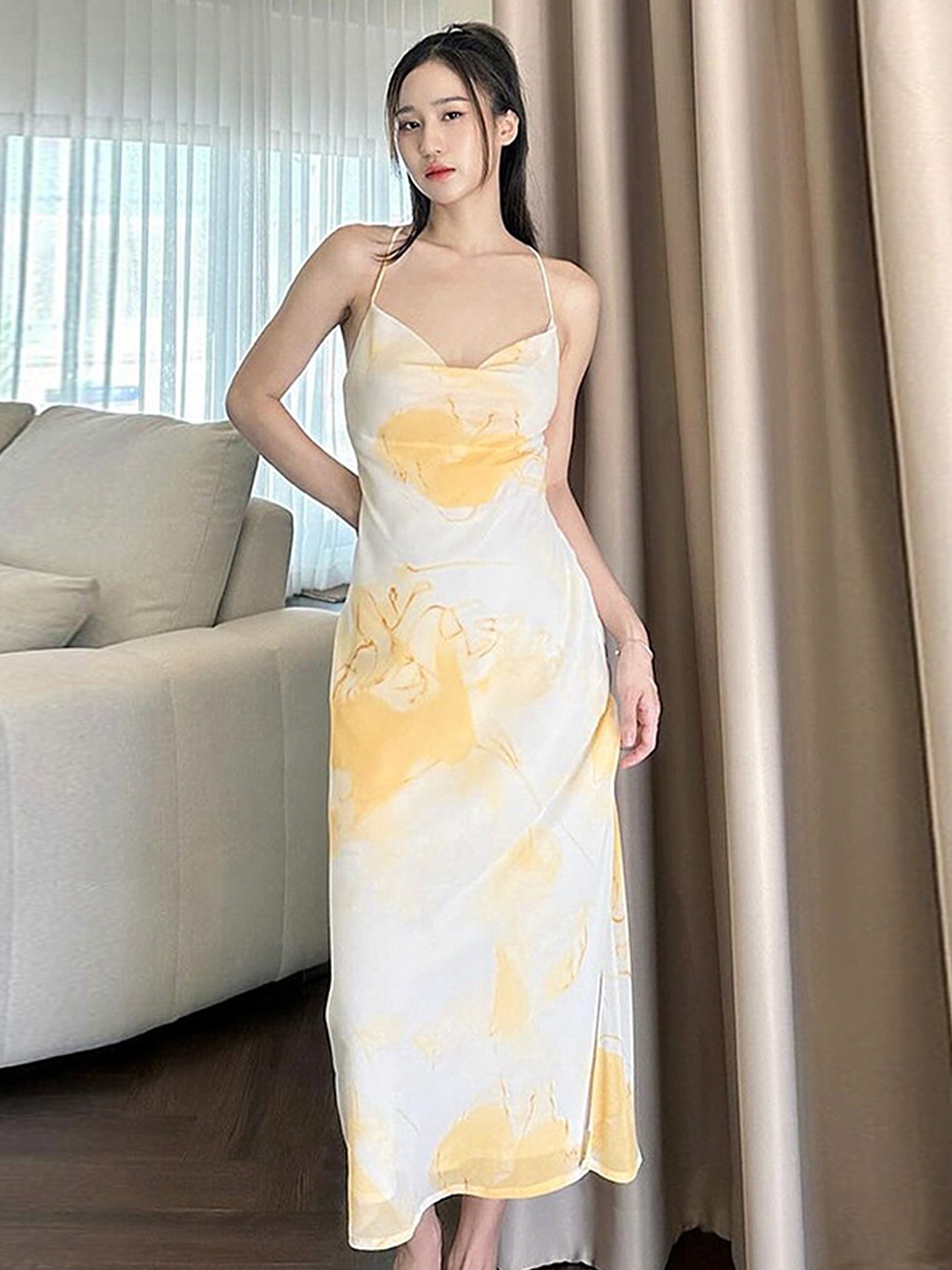 

LULU & SKY Print A-Line Maxi Dress, Yellow