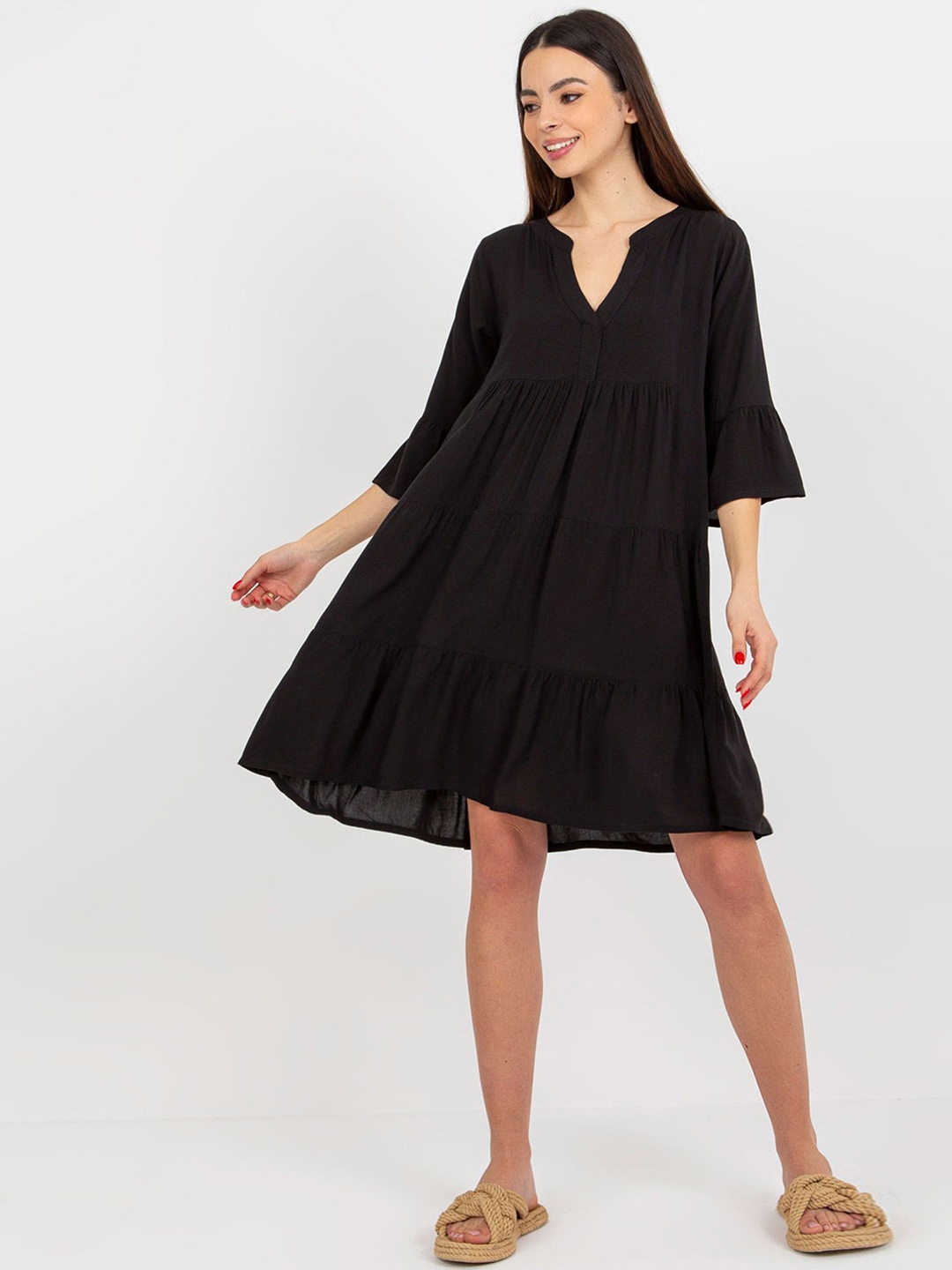 

LULU & SKY Bell Sleeve Empire Dress, Black