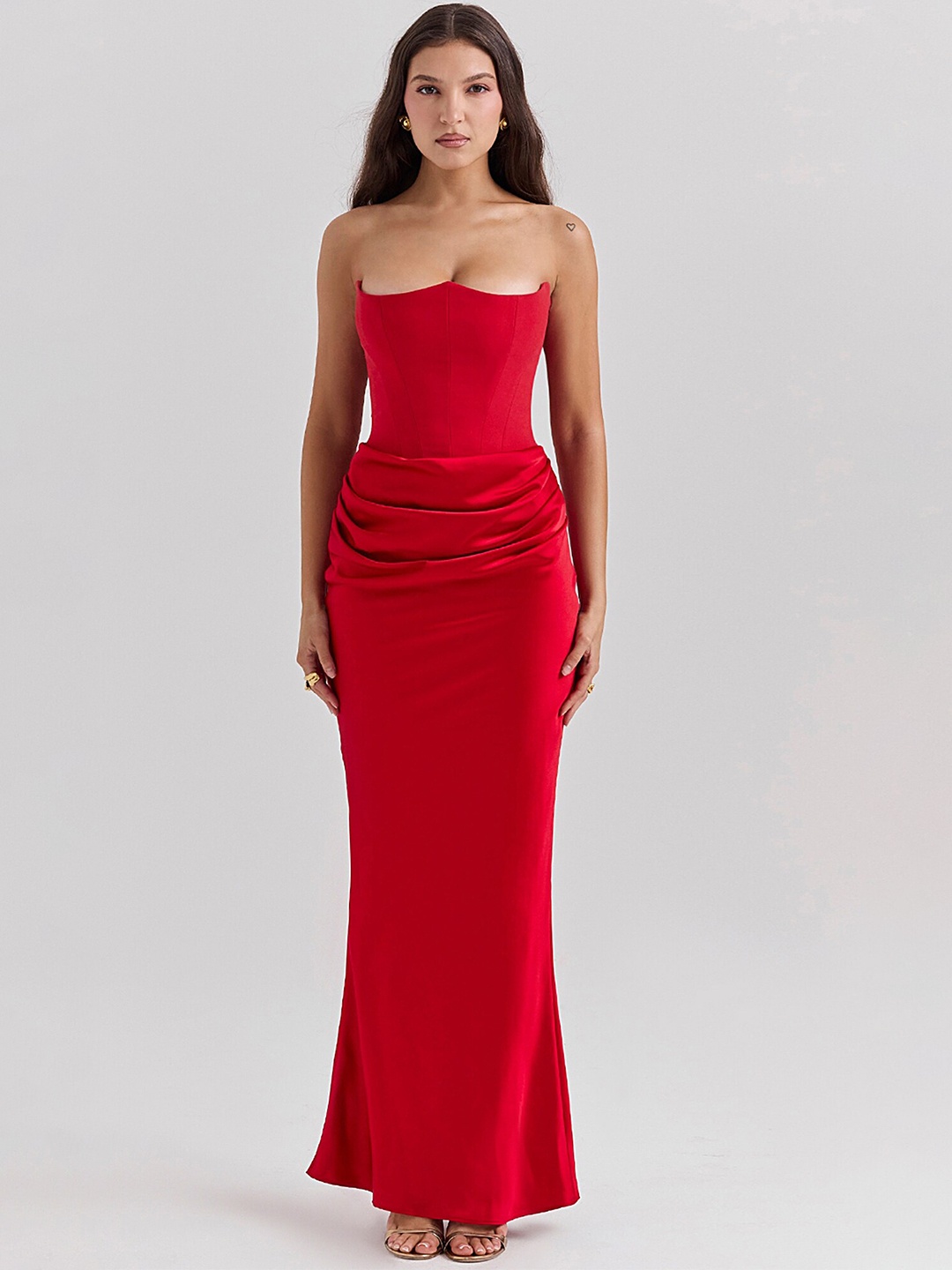 

LULU & SKY Strapless Maxi Dress, Red