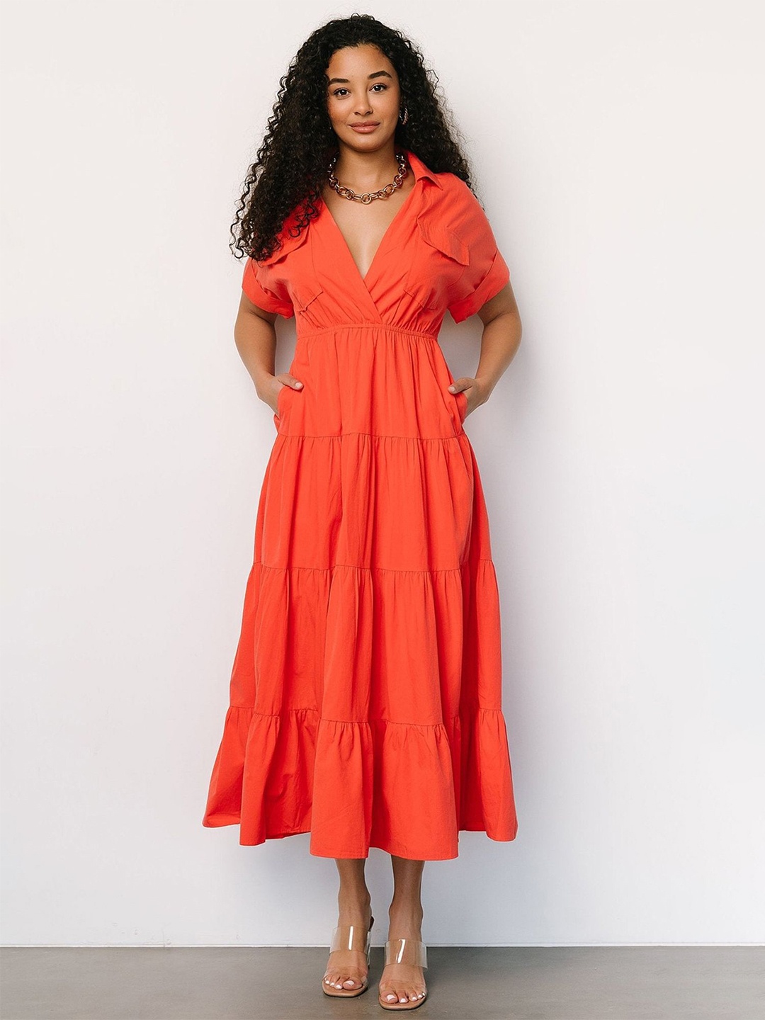 

LULU & SKY Empire Midi Dress, Orange