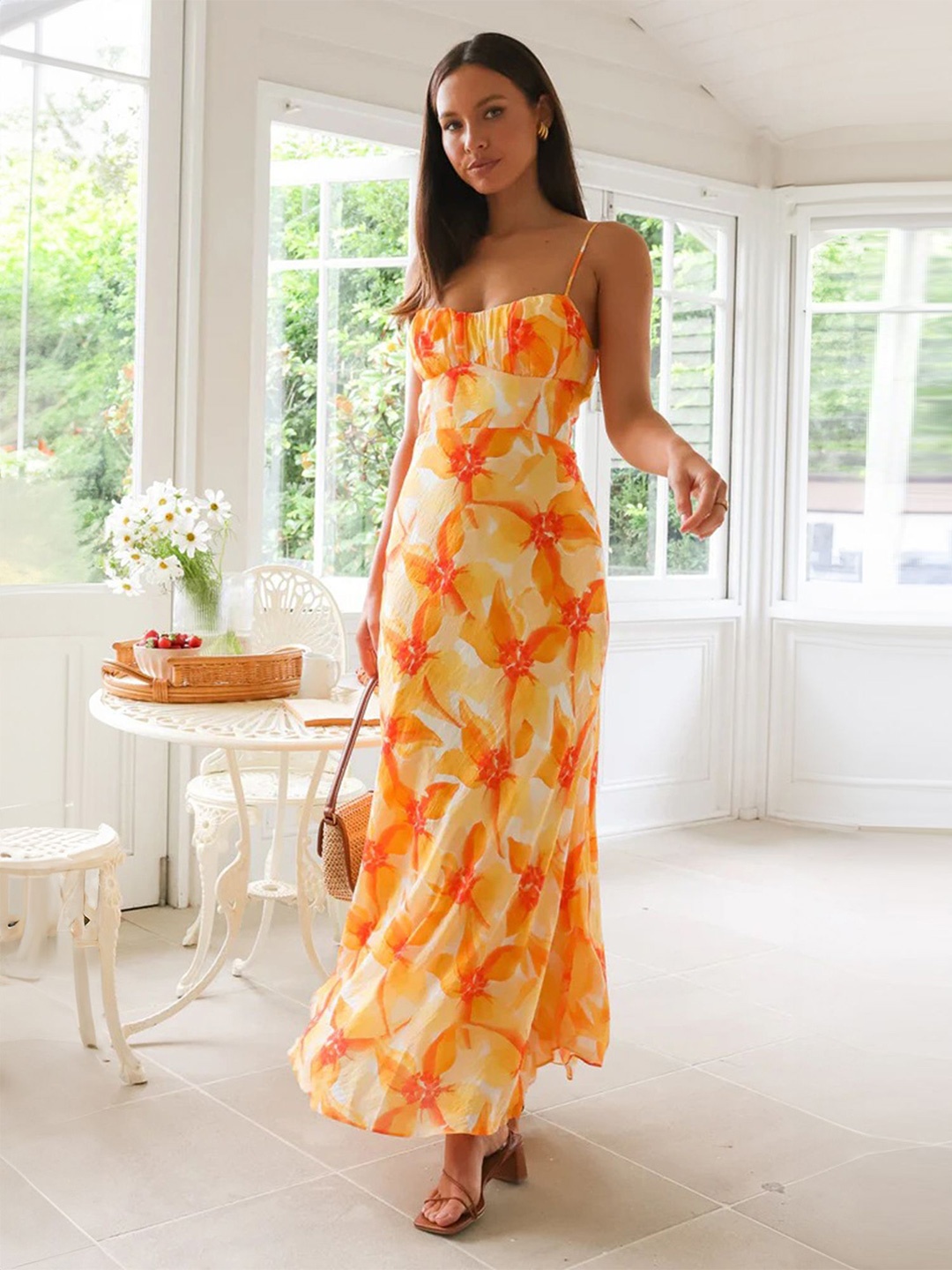 

LULU & SKY Floral Print Maxi Dress, Yellow