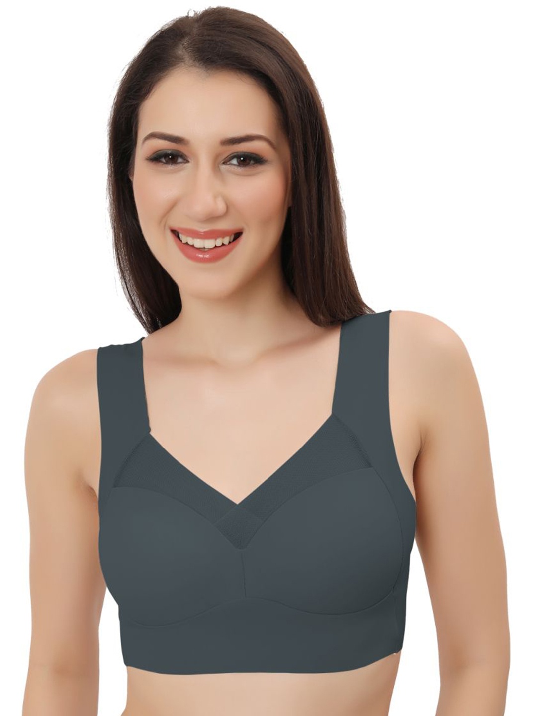 

Bella Voste Full Coverage Dry Fit High Support Workout Bra-All Day Comfort, Navy blue