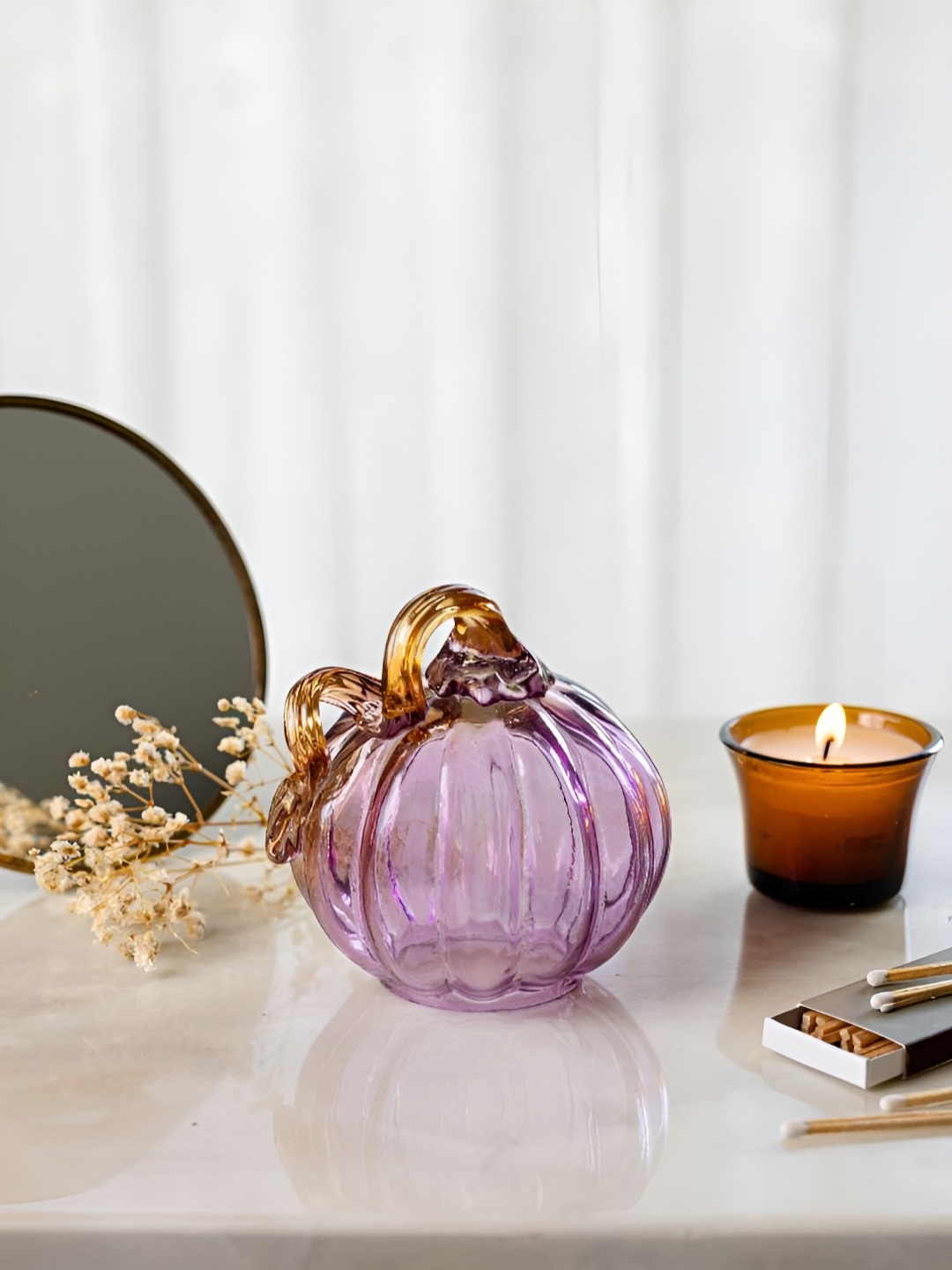 

Artstory Ventures Purple Glass Curio Pumpkin Showpiece