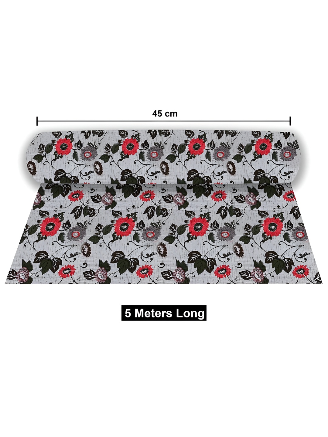 

Dakshya Industries Grey & Red Floral Printed Water Resistant Shelf Liner Organiser