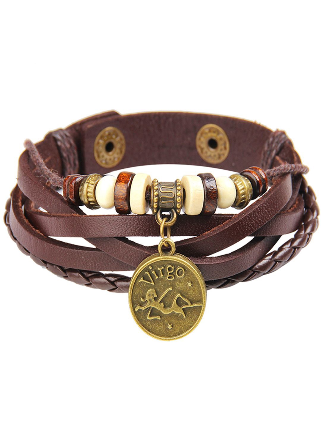 

Young & Forever Leather Brass-Plated Wraparound Bracelet, Brown