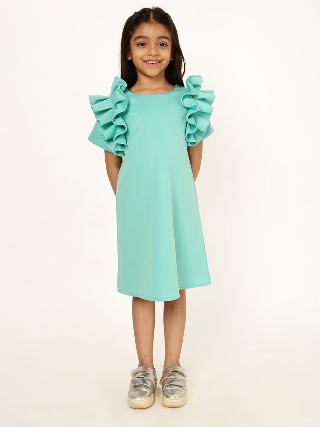 

A Little Fable Flutter Sleeve A-Line Dress, Sea green