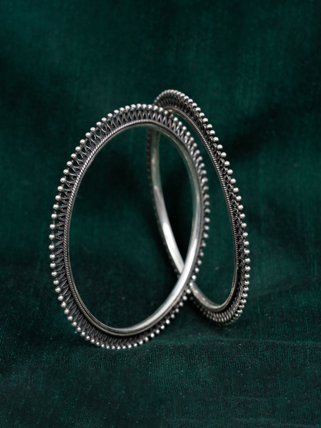 

Shyle Set Of 2 925 Sterling Silver Oxidised Bangles