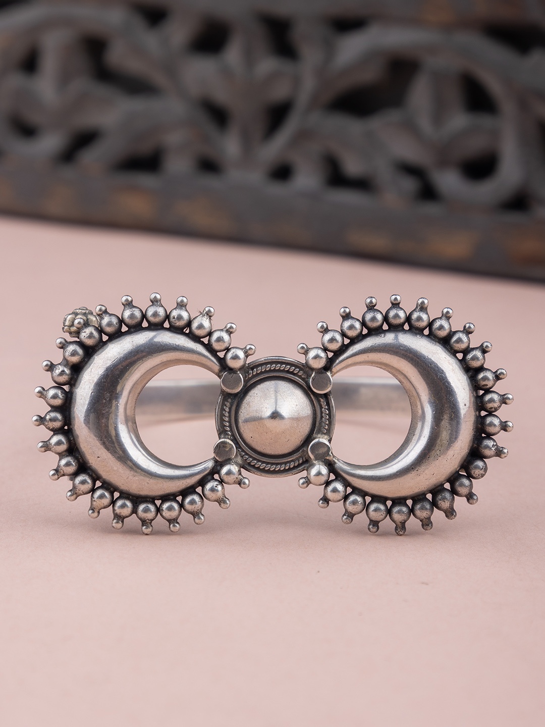 

Shyle Dual Chandra Statement Kada Bangle, Silver