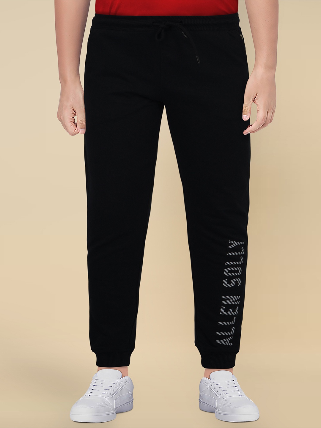 

Allen Solly Junior Boys Brand Logo Printed Mid-Rise Joggers, Black