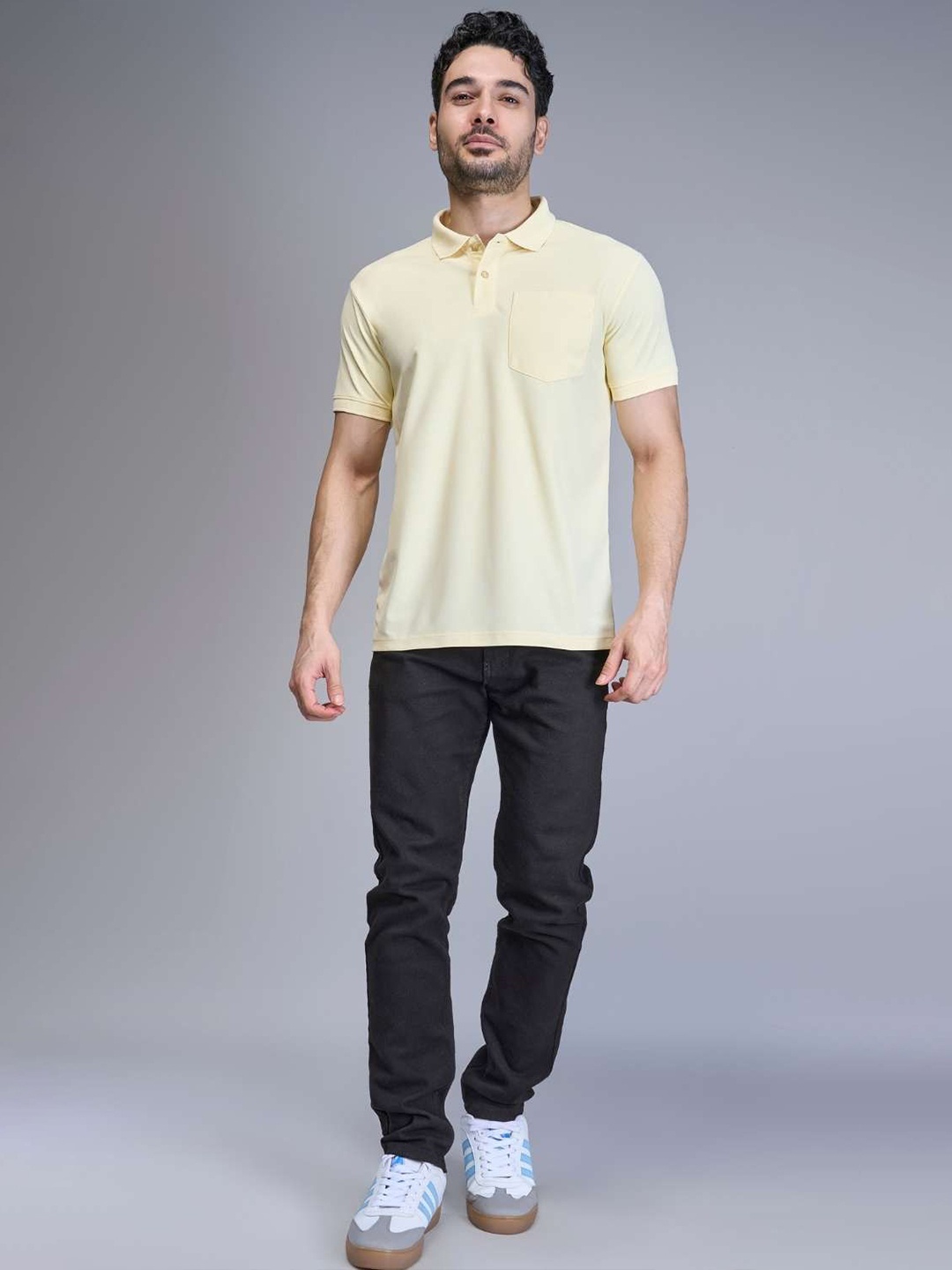 

MAXZONE Men Solid Polo Collar Pockets T-shirt, Yellow