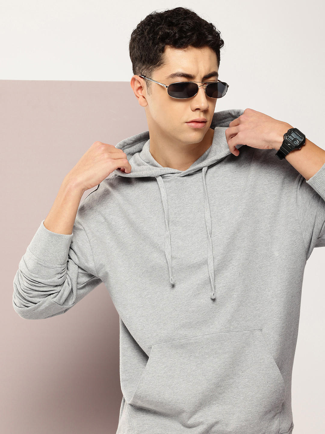 

Kook N Keech Men Pure Cotton Hooded Sweatshirt, Grey