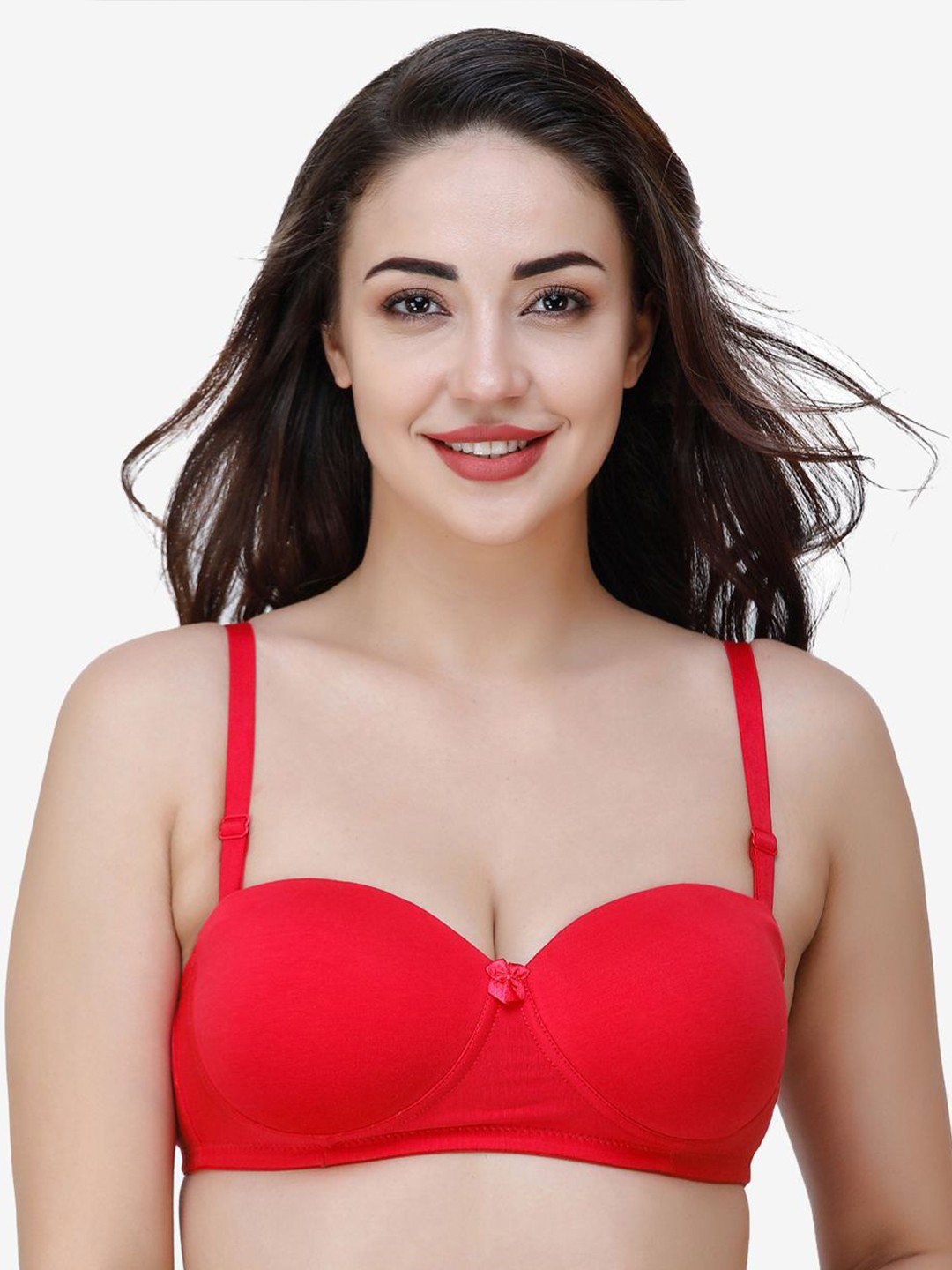 

College Girl Bra Medium Coverage Lightly Padded T-shirt Bra All Day Comfort, Red
