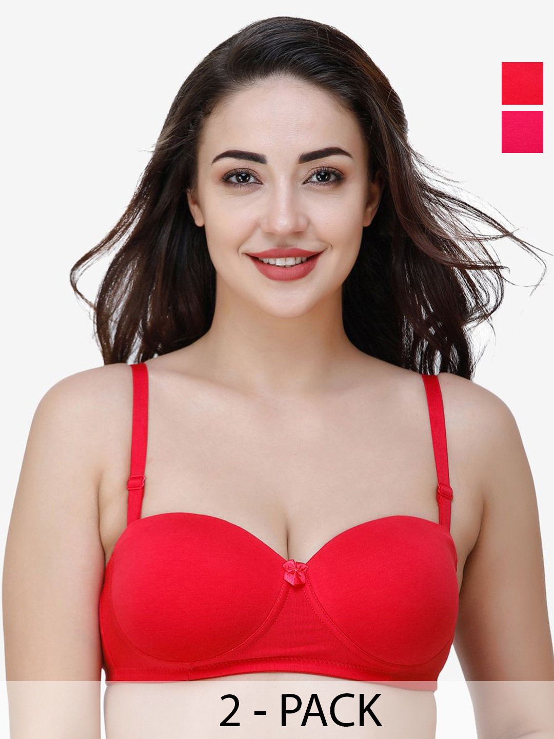 

College Girl Pack of 2 Medium Coverage Lightly Padded T-shirt Bra-All Day Comfort, Pink