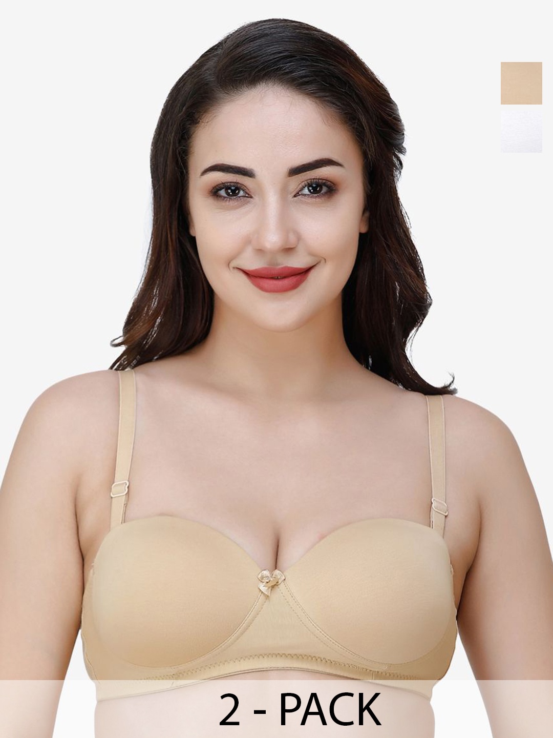 

College Girl Pack Of 2 Medium Coverage Lightly Padded T-shirt Bras With All Day Comfort, White