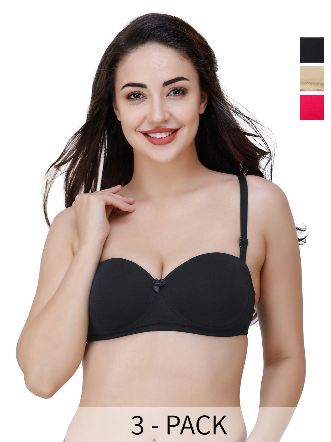 

College Girl Pack of 3 Medium Coverage Lightly Padded T-shirt Bra-All Day Comfort, Beige