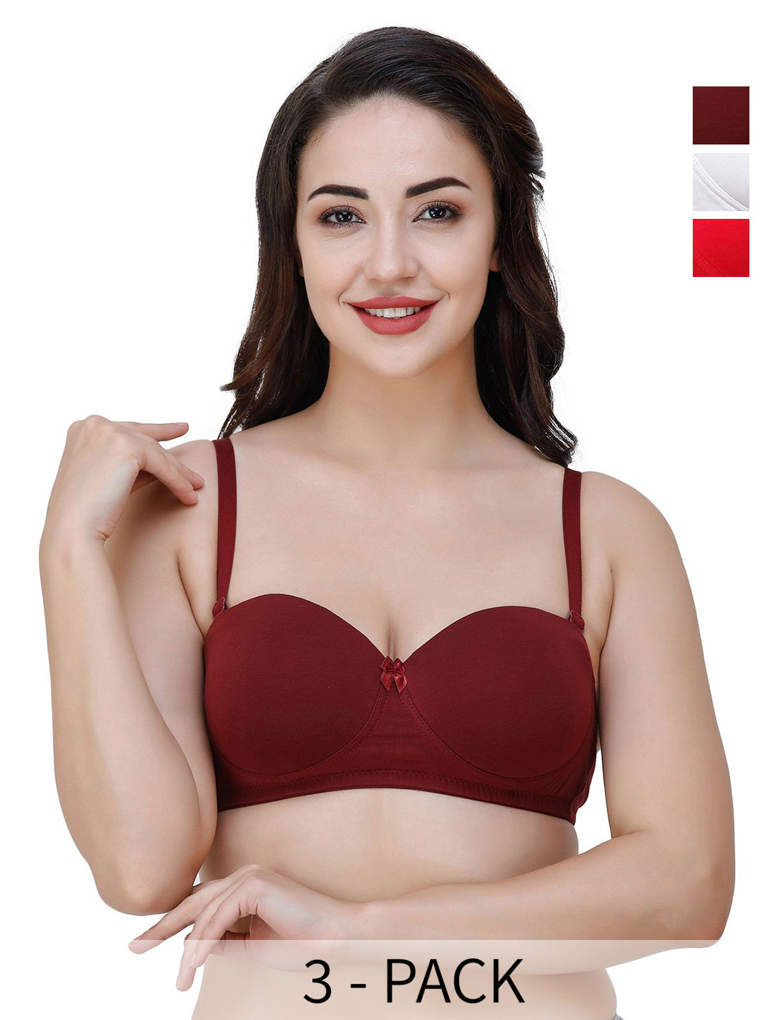 

College Girl Pack Of 3 Medium Coverage Lightly Padded T-shirt Bras With All Day Comfort, White