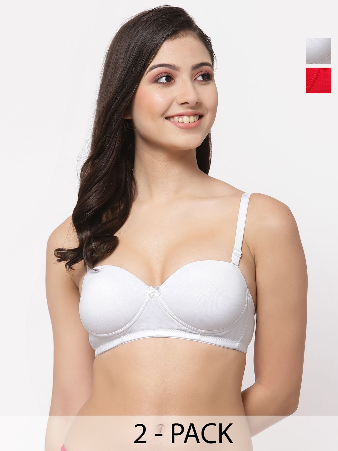

College Girl Pack Of 2 Medium Coverage Lightly Padded T-shirt Bras All Day Comfort, Red