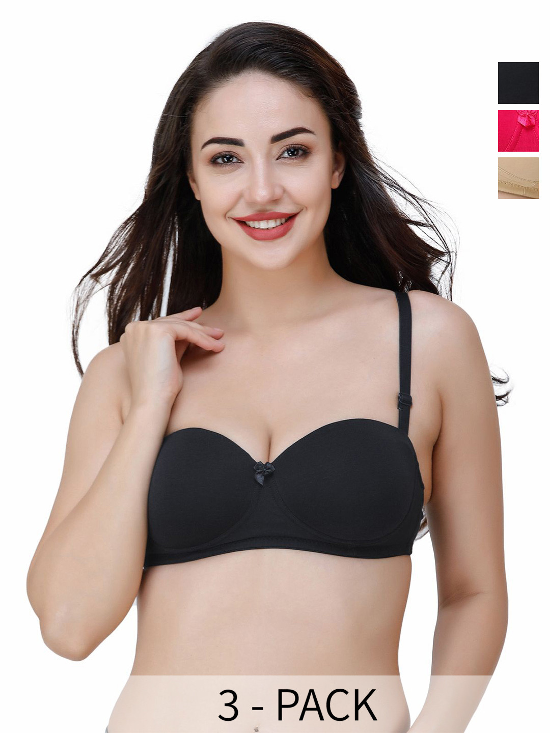 

College Girl Pack of 3 Medium Coverage Lightly Padded T-shirt Bra-All Day Comfort, Pink