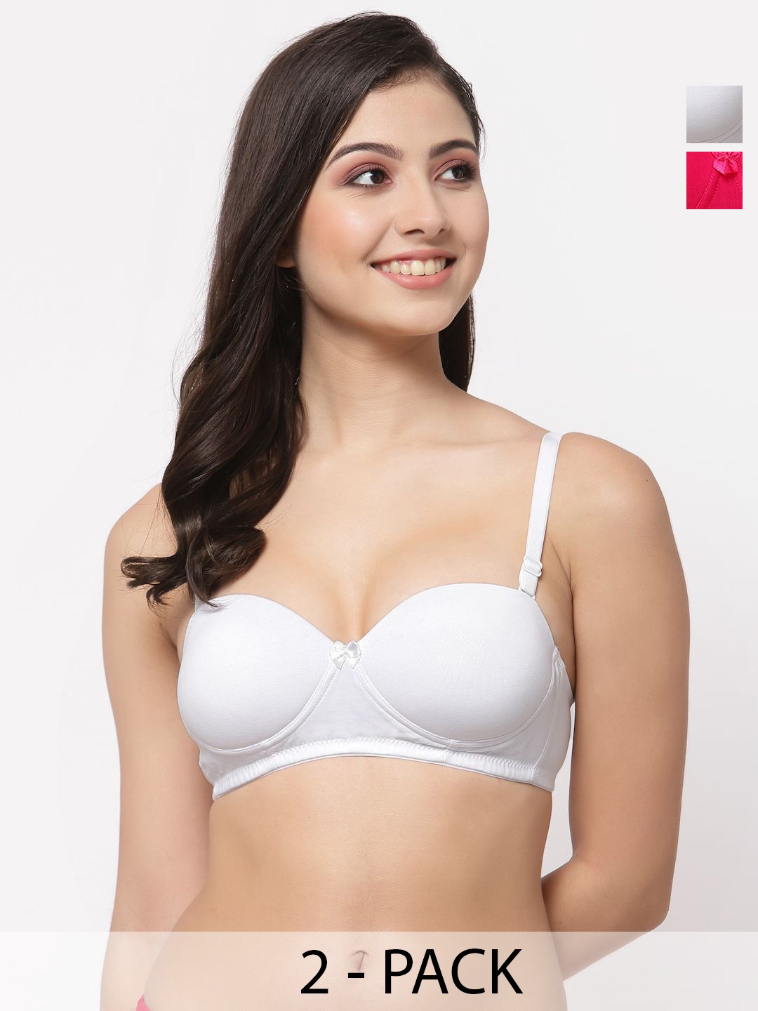 

College Girl Pack of 2 Medium Coverage Lightly Padded T-shirt Bra-All Day Comfort, White