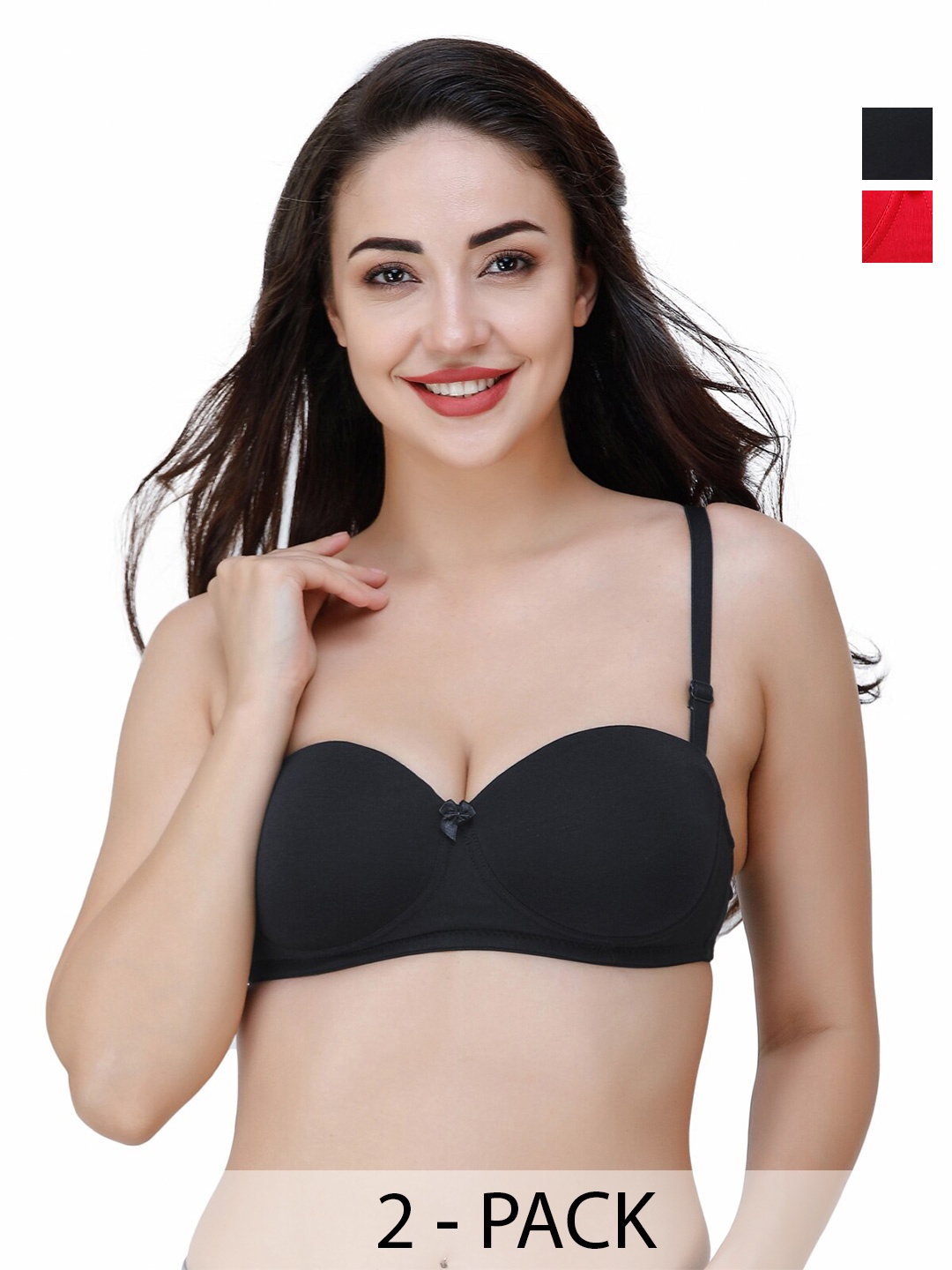 

College Girl Pack of 2 Medium Coverage Lightly Padded T-shirt Bra-All Day Comfort, Black