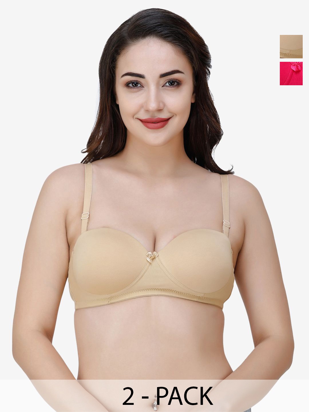 

College Girl Pack of 2 Medium Coverage Lightly Padded T-shirt Bra-All Day Comfort, Pink