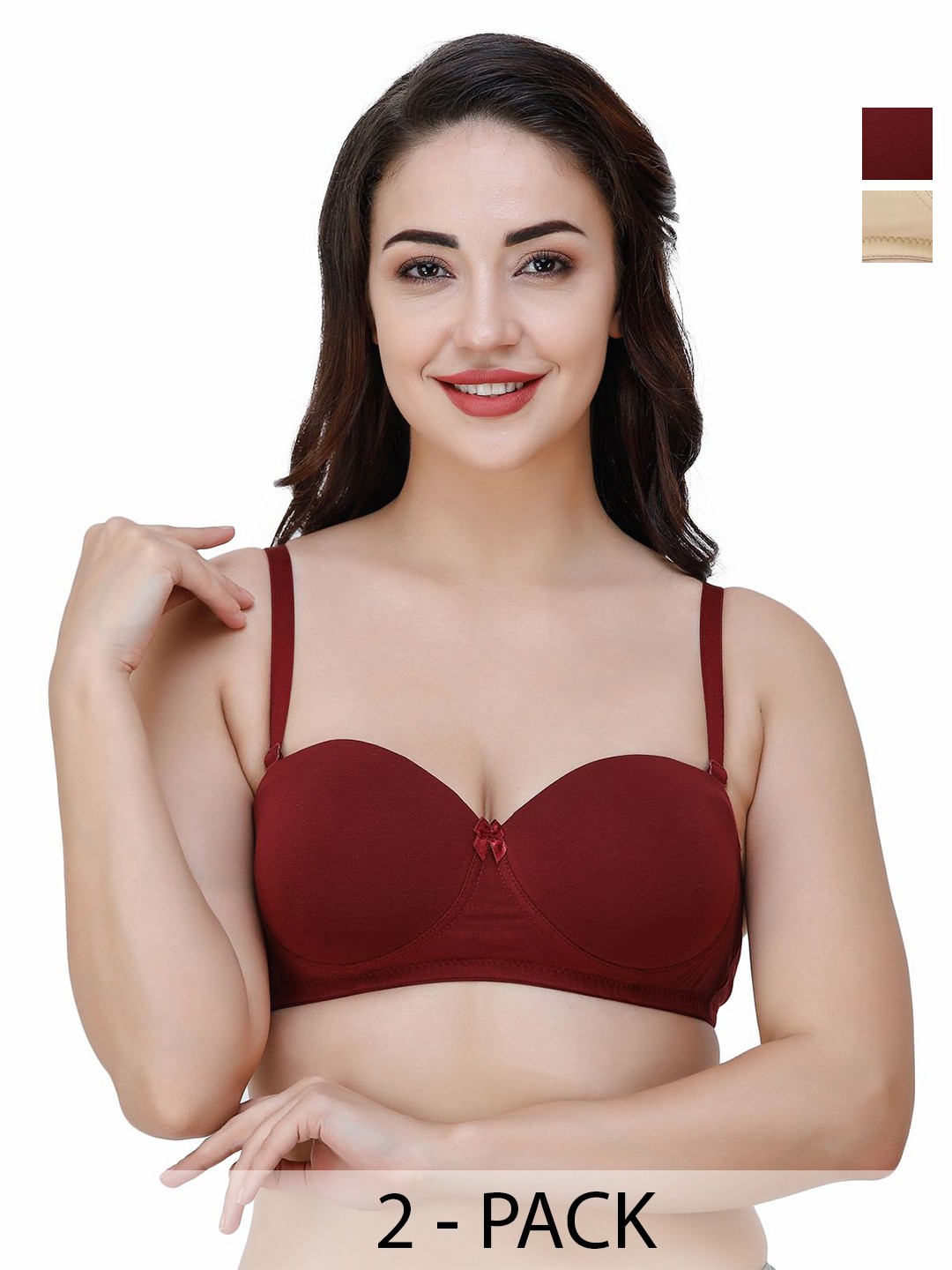 

College Girl Pack Of 2 Medium Coverage Lightly Padded T-shirt Bras With All Day Comfort, Beige
