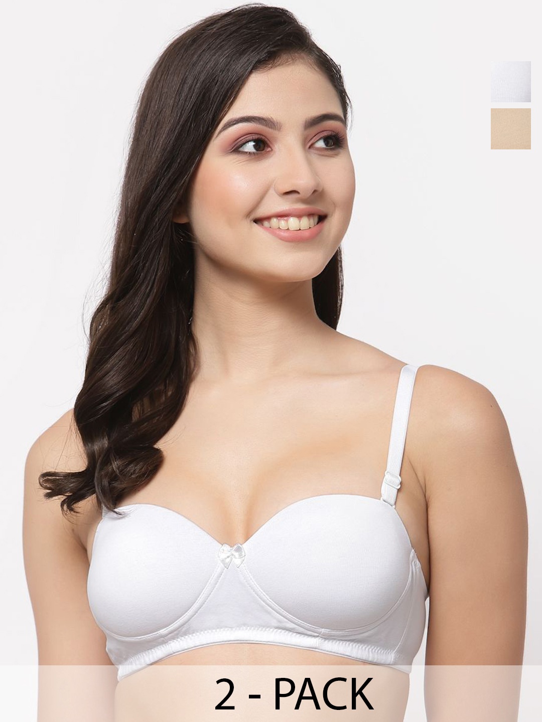 

College Girl Pack of 2 Medium Coverage Lightly Padded T-shirt Bra-All Day Comfort, Beige