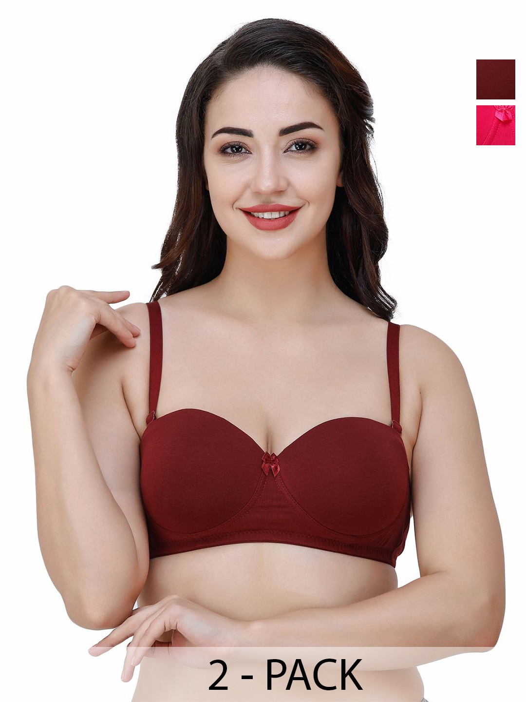 

College Girl Pack of 2 Medium Coverage Lightly Padded T-shirt Bra-All Day Comfort, Pink
