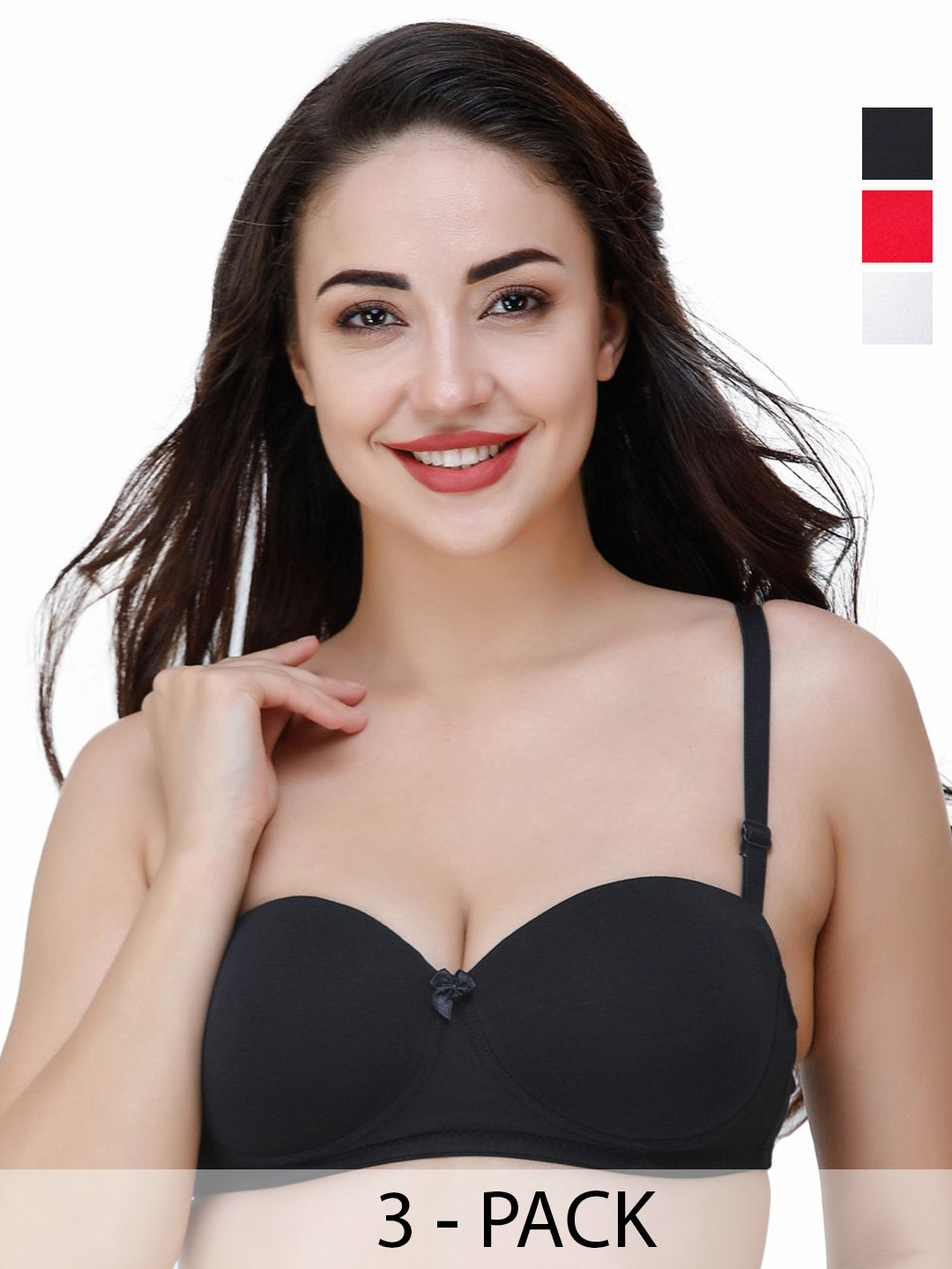 

College Girl Pack of 3 Medium Coverage Lightly Padded T-shirt Bra-All Day Comfort, Red