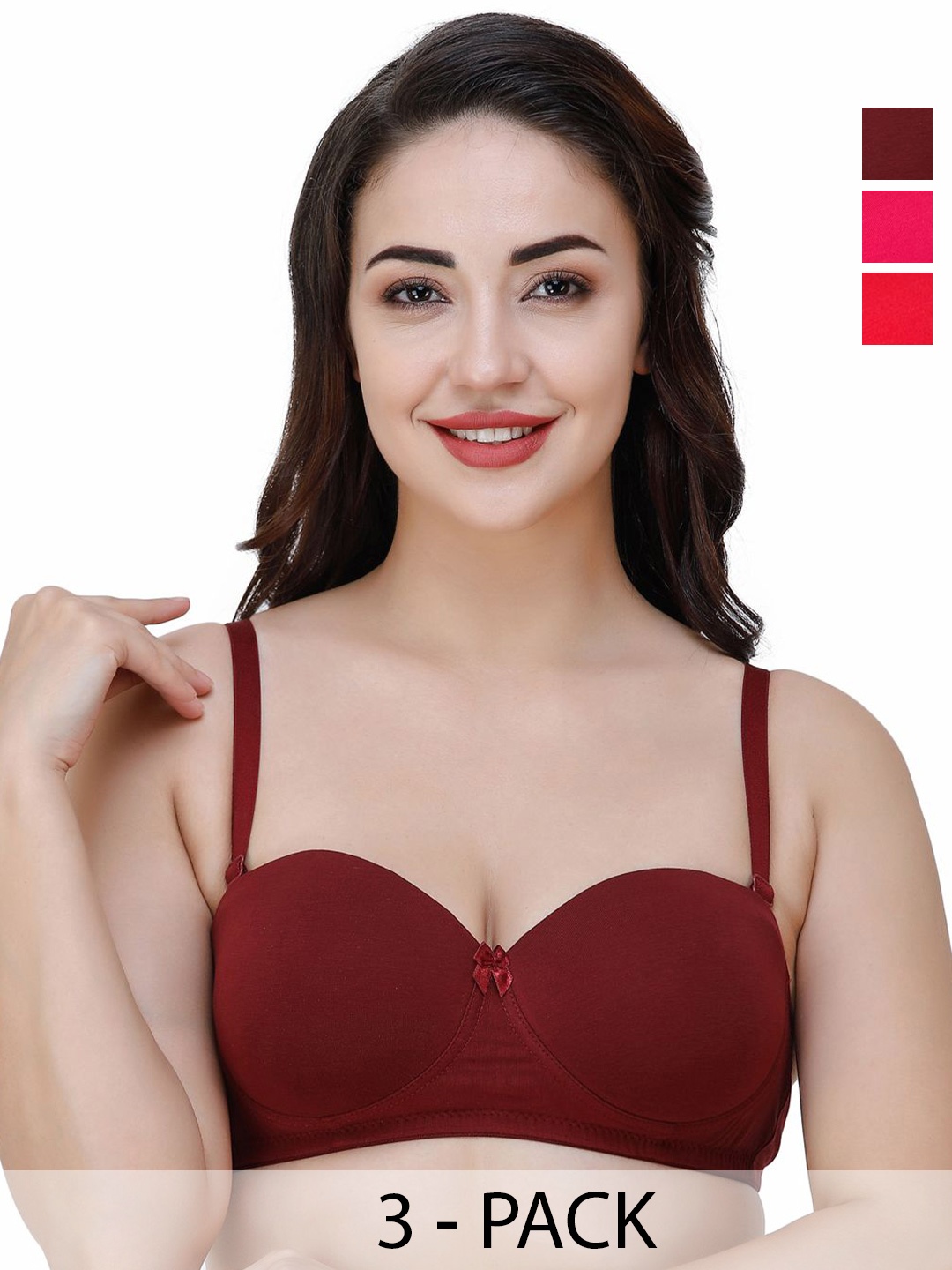 

College Girl Pack of 3 Medium Coverage Lightly Padded T-shirt Bra-All Day Comfort, Pink