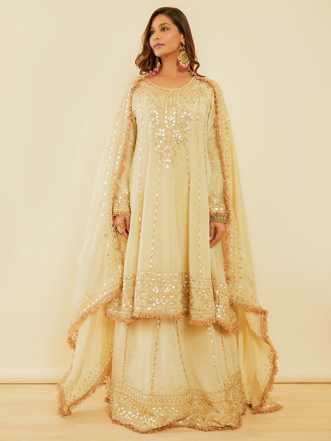 

Soch Embellished Ready to Wear Lehenga & Blouse With Dupatta, Cream