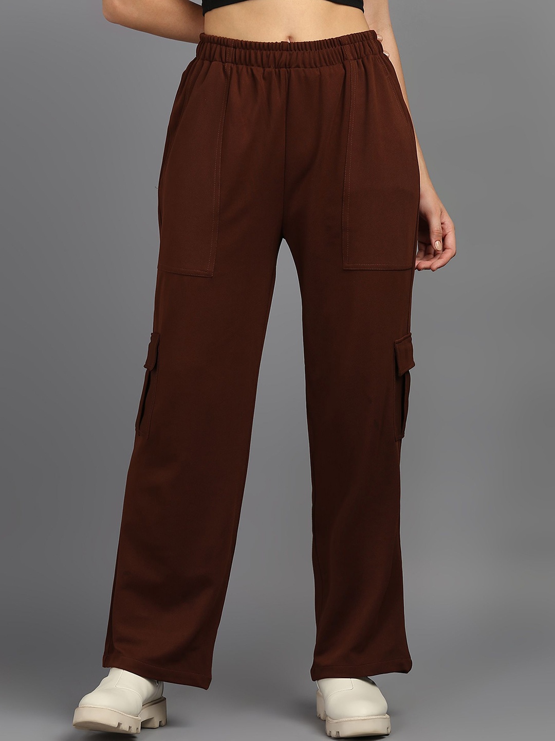 

The Roadster Lifestyle Co Straight Fit Cargo Trousers, Brown