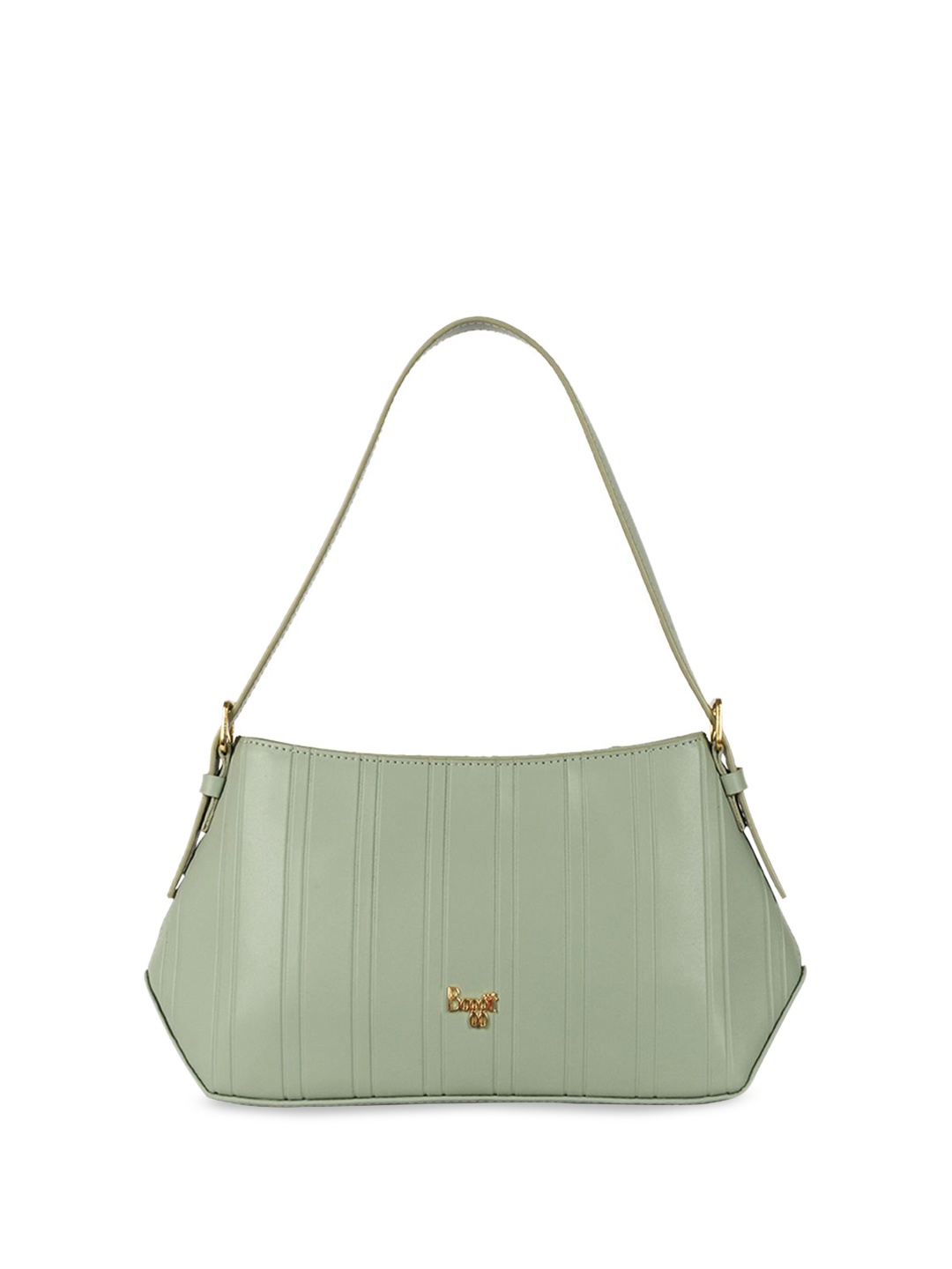 

Baggit Women Striped PU Structured Handheld Bag with Quilted, Green