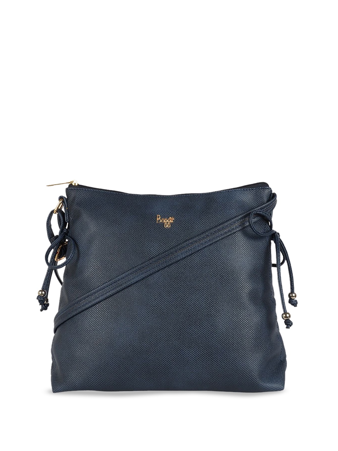 

Baggit Solid PU Structured Hobo Bag, Blue