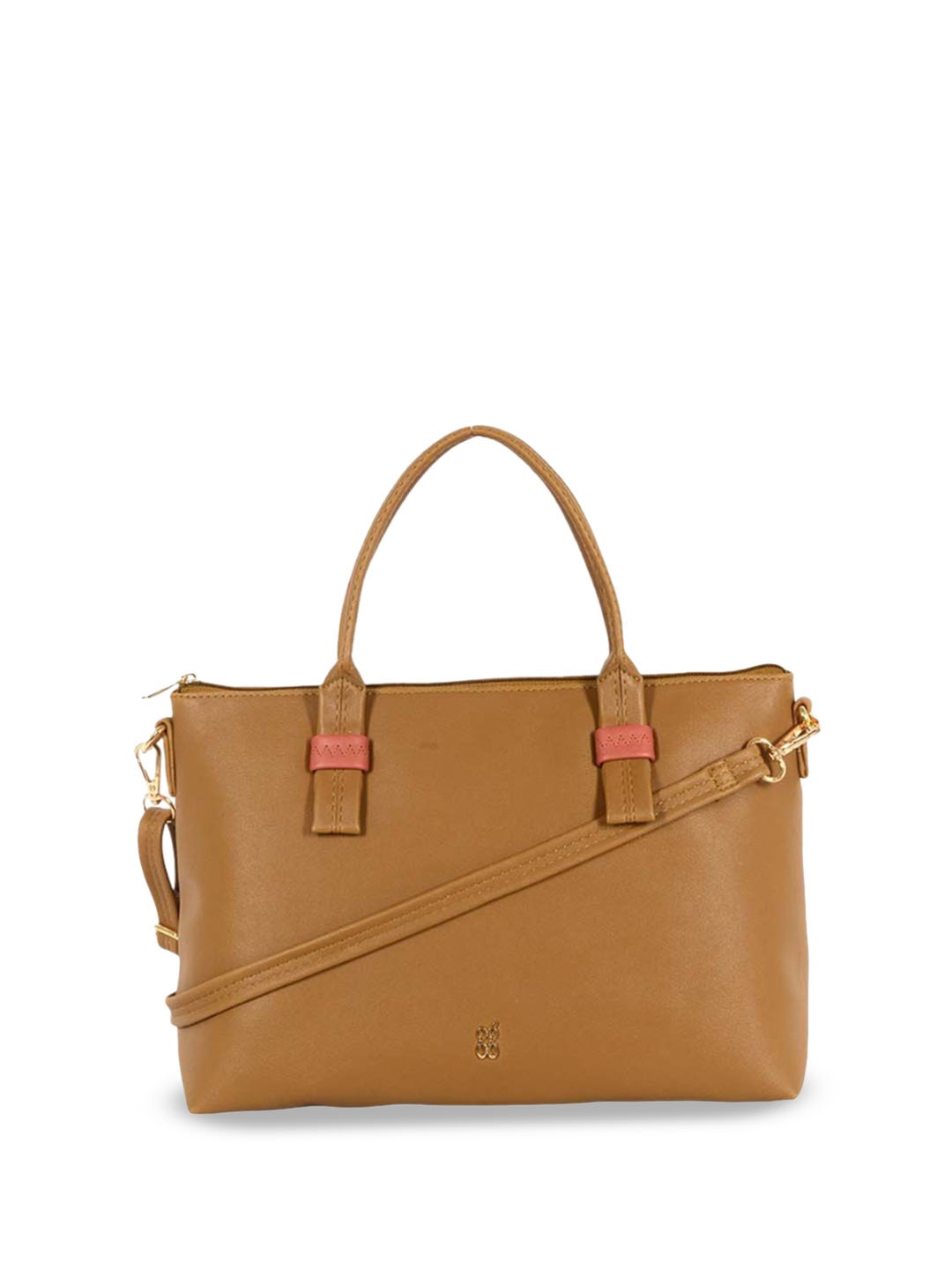

Baggit PU Structured Detachable Sling Strap Satchel Bag, Tan