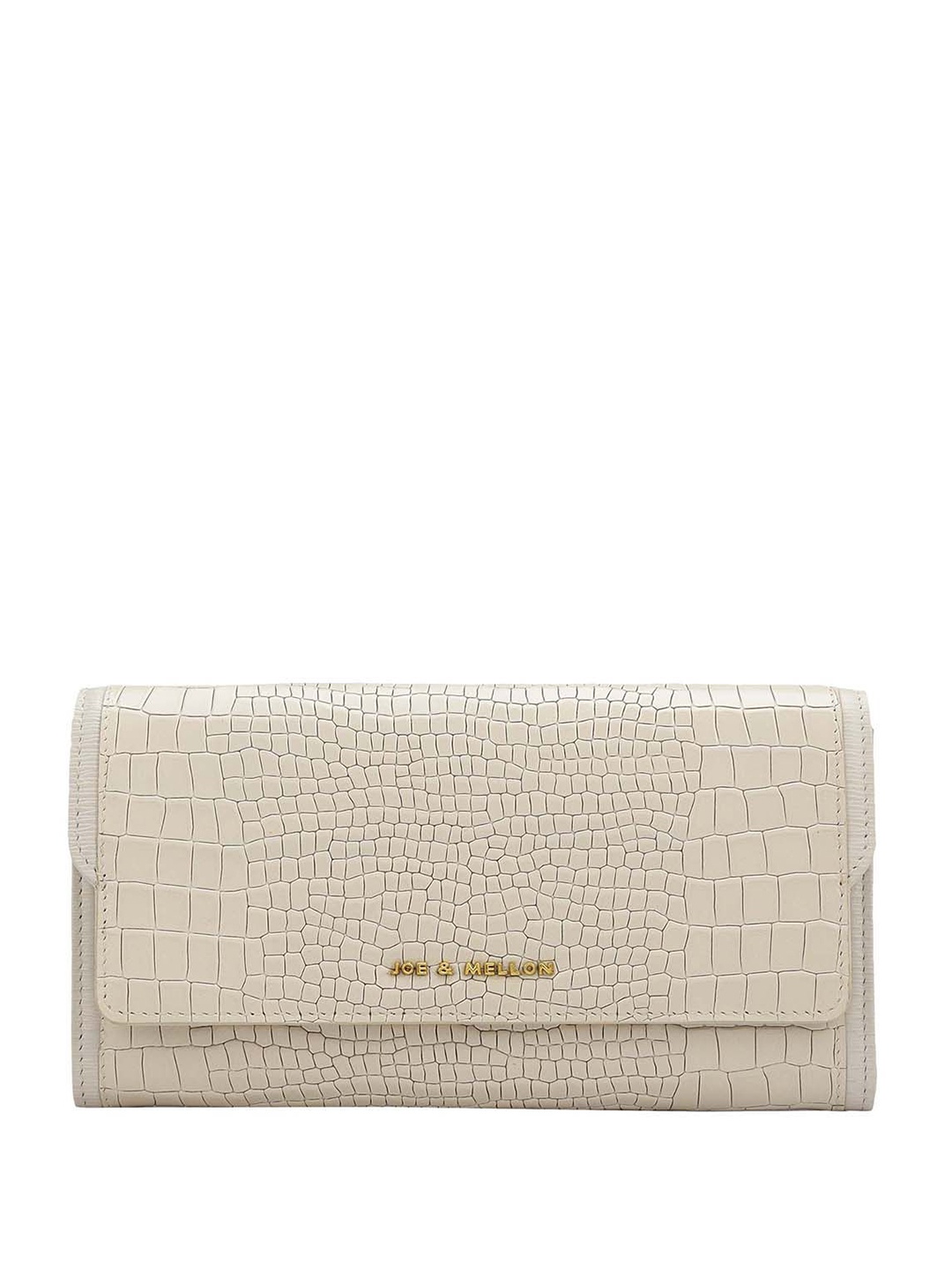 

Joe & Mellon Women Textured Leather Envelope Wallet, White