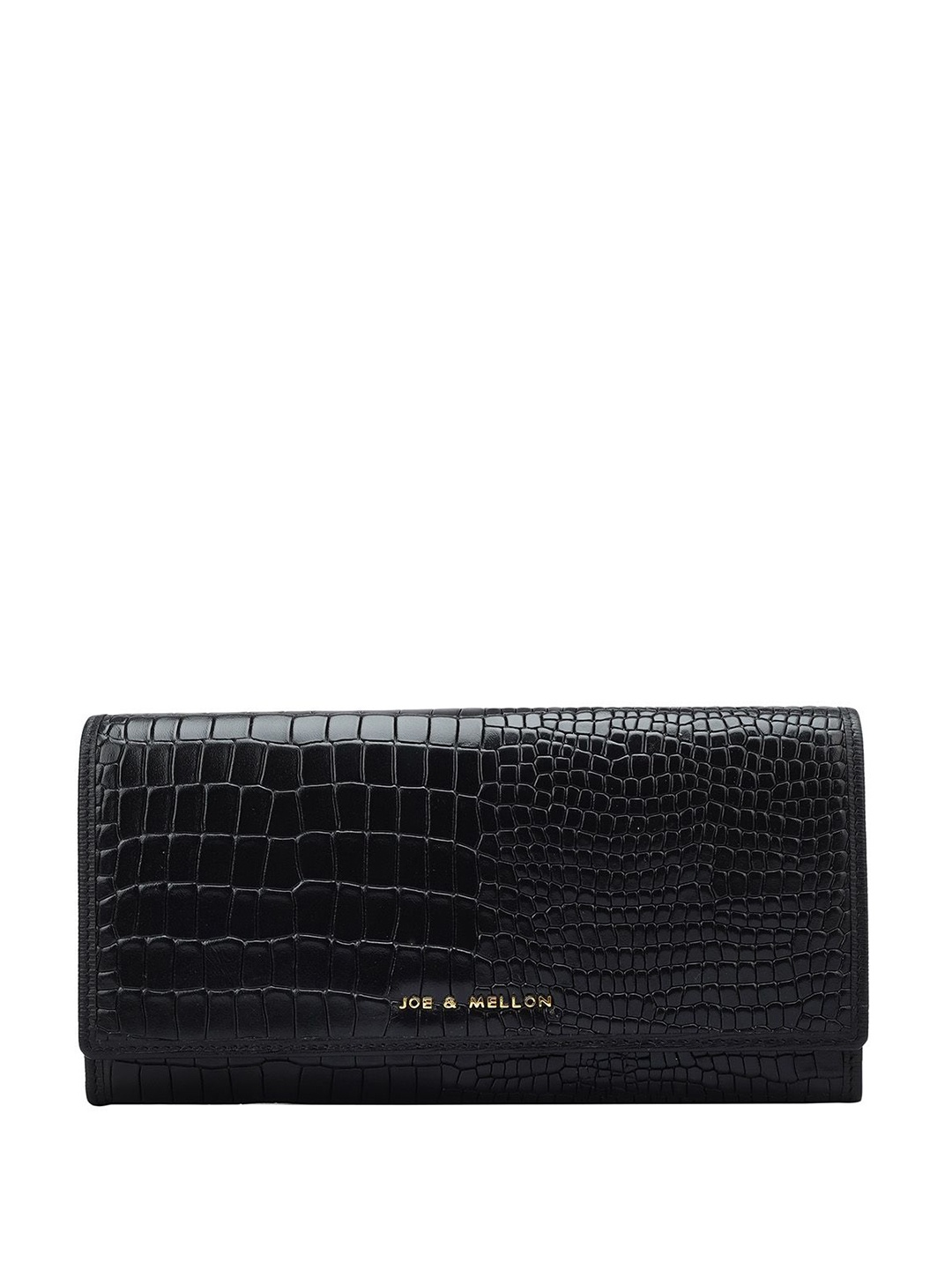 

Joe & Mellon Women Textured Leather Envelope Wallet, Black