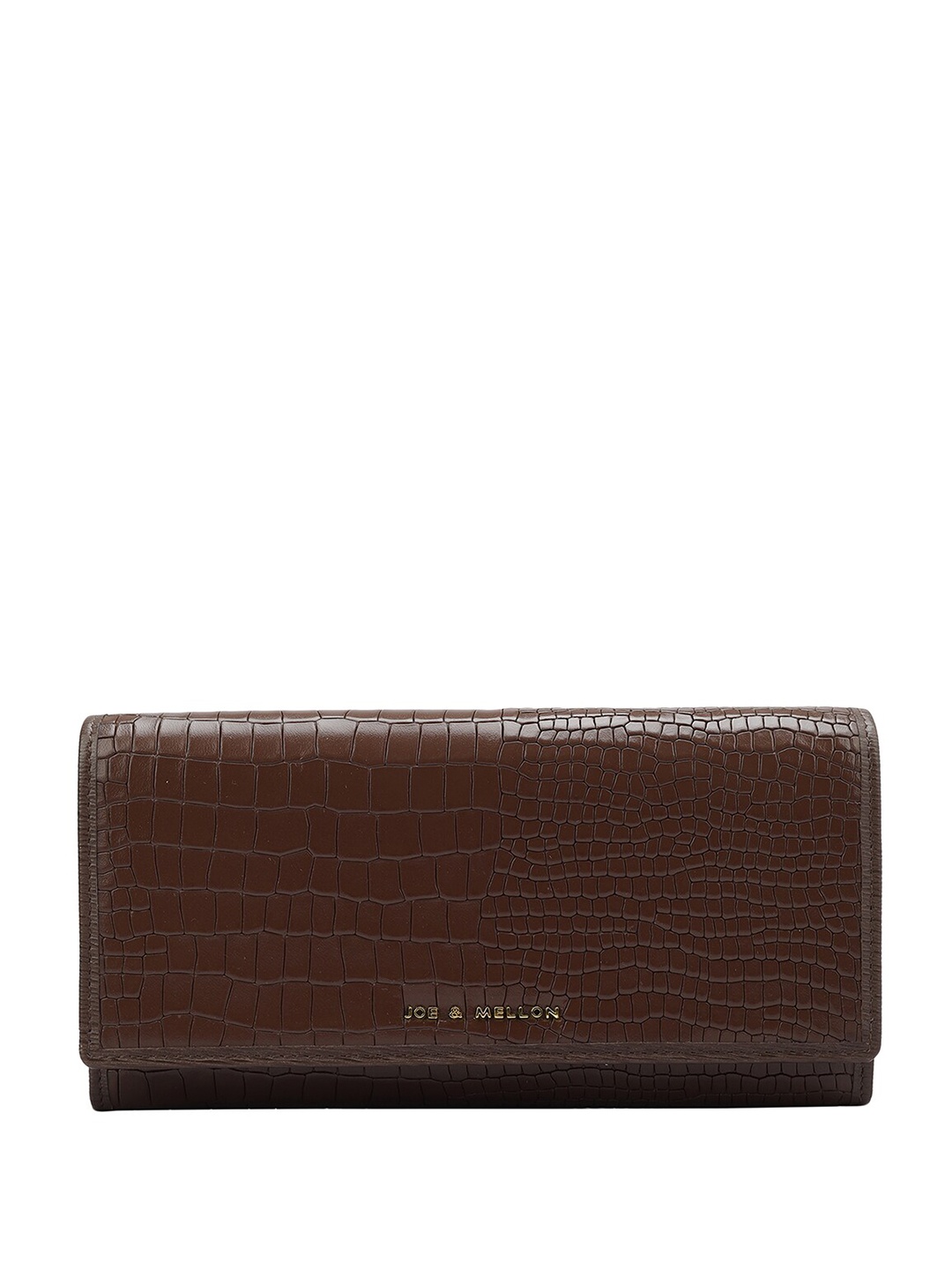 

Joe & Mellon Women Textured Leather Envelope Wallet, Brown