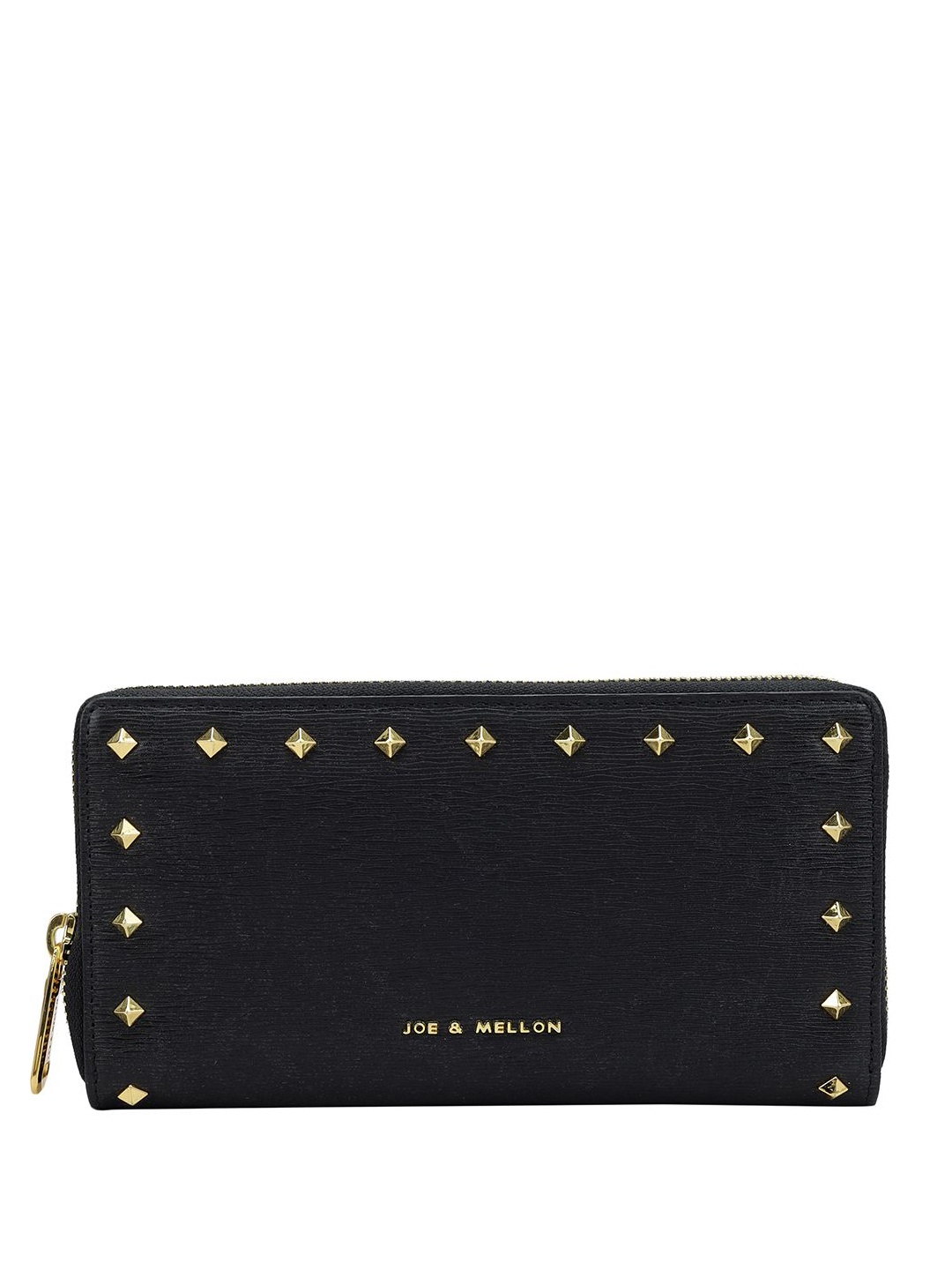 

Joe & Mellon Women Geometric Embellished Leather Zip Around Wallet, Black