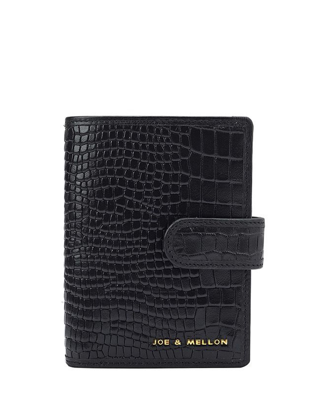

Joe & Mellon Women Abstract Textured Leather Two Fold Wallet, Black