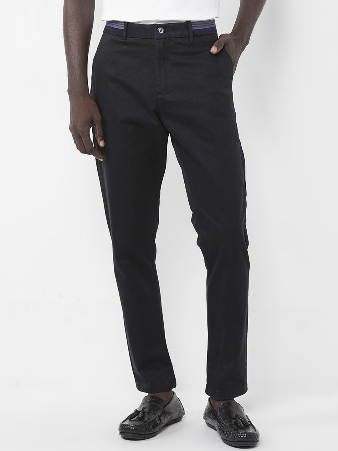 

RARE RABBIT Men Trello Regular Fit Chinos Trousers, Black