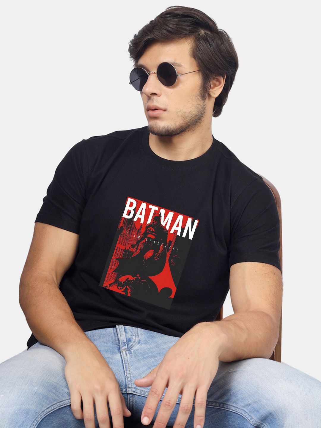 

Greylongg Men Graphic Printed Round Neck T-shirt, Black